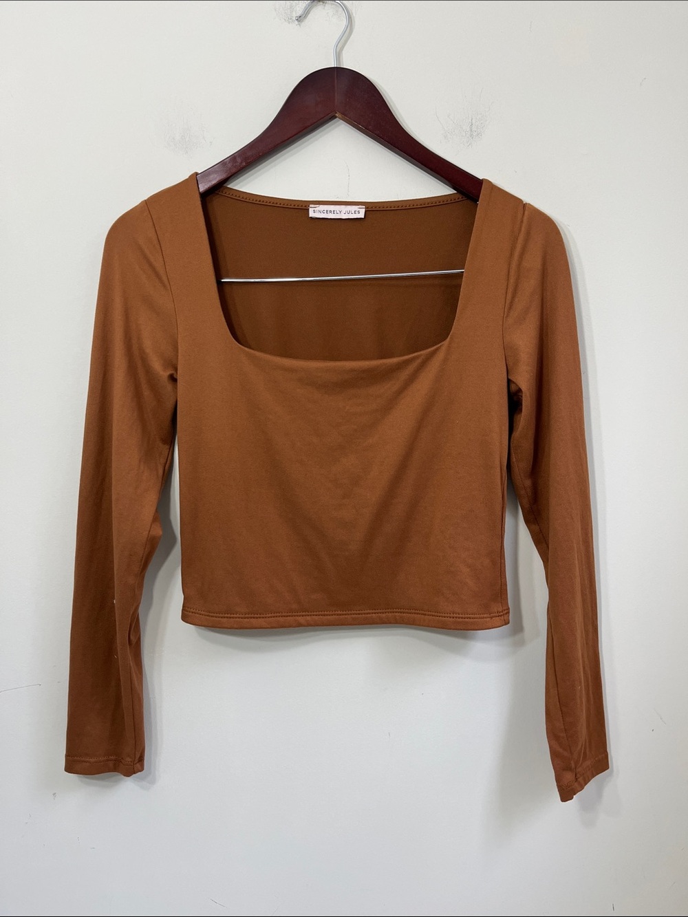 Sincerely Jules Women's Square Neck Long Sleeve Crop Top Size Small